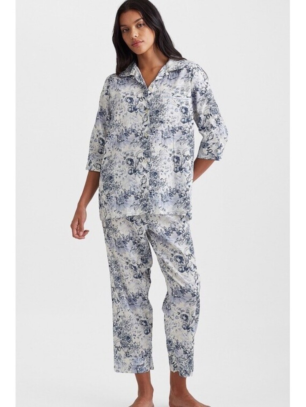 PAPINELLE Toile DE JOUY CROP Cotton Pajama Set. Size Small. Retail $125